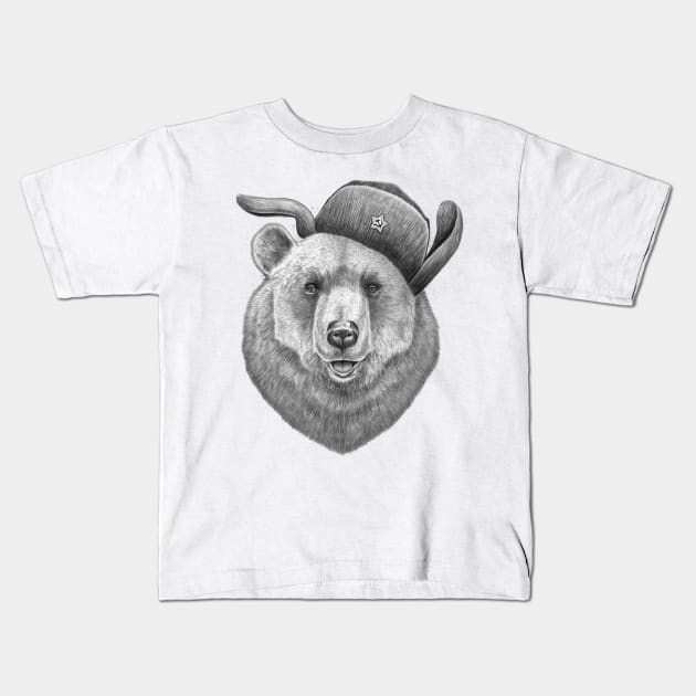 Russian bear Kids T-Shirt by NikKor